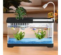 Kit De Démarrage pour Aquarium, Bac Poisson Combattant Débutant, Aquarium Rectangulaire avec Lumière LED, Bocal Poisson Décoratif Silencieux Tortues Et Animaux Aquatiques