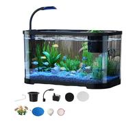 Kit de démarrage pour aquarium | Petit aquarium | Aquarium domestique transparent avec système de filtre, panier, lumière LED, petit aquarium pour Betta, crevettes 4K HD View Clear as Tanks