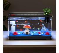 Kit De Démarrage pour Aquarium Réservoir À Poissons avec Lumières LED, Pompe Silencieuse, Cycle d'eau Et Filtrage Banc De Poisson Décoration De Table Rectangulaire(Medium)