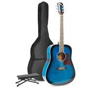 Kit de démarrage pour guitare acoustique MAX SoloJam avec repose-pied - Bleu