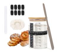Kit de DéMarrage Pour Levain, 34oz Bocal de Fermentation En Verre avec Couvercle en Bois Bocaux en Verre pour Levain RéUtilisable Verre Fermentation RéSistant à La TempéRature