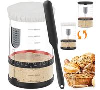 Kit de démarrage pour levain de levain - 1000 ml - Bocal de fermentation à large ouverture - Récipient en verre avec couvercle en tissu, spatule, thermomètre, bande de localisation, pour pâtisserie à