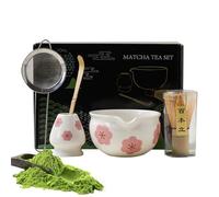 Kit de démarrage pour matcha, lot de 5 bols à matcha - Accessoires de fabrication de thé et support pour fouet pour cuisine, maison, petit déjeuner, dessert, mariage, méditation, hommes et femmes