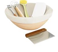 Kit de démarrage pour pain au levain, panier de levain - Comprend un grattoir à pâte, un couvercle et plus encore
