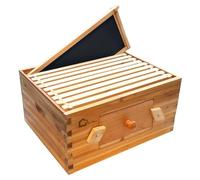 Kit de démarrage pour ruche, boîte à essaimage avec 10 cadres profonds, ruche en bois massif avec cadre en bois et fond ciré, ruche durable pour l'apiculture, maison d'abeilles avec fenêtres en
