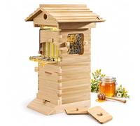 Kit de démarrage pour Ruche, capacité de 5 000 Abeilles, 4 Cadres à Miel | Boîte à abeilles en bois autopropulsée, extrait le miel en tournant une clé, pour jardins et patios