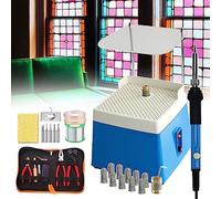 Kit de démarrage pour vitrail, kit de démarrage professionnel avec meuleuse de verre, kit d'outils de coupe de verre avec embouts de meuleuse de 5/8" et 1", kit de fer à souder, ruban en feuille de