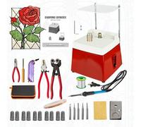 Kit De Démarrage Premium pour Vitrail Débutant: Inclut Meuleuse pour Verre avec Fraises De 5/8" Et 1", Outils De Découpe Circulaire, Kit Came De Plomb Et Mini Outil De Meulage DIY P, Red