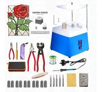 Kit De Démarrage Premium pour Vitrail Débutant: Inclut Meuleuse pour Verre avec Fraises De 5/8" Et 1", Outils De Découpe Circulaire, Kit Came De Plomb Et Mini Outil De Meulage DIY P, Blue