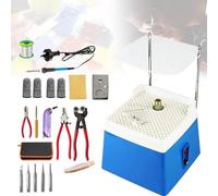 Kit de Démarrage Professionnel pour Vitraux Portable, Meuleuse À Verre avec Coupe-verre, Fer À Souder, Ruban de Cuivre Et Fil À Souder, pour Mosaïques, Céramiques Et Verre blue