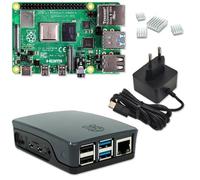 Kit de démarrage Raspberry Pi 4 4 Go | Bloc d'alimentation USB-C 5V 3A | Boîtier noir | Dissipateur thermique | Raspberry Pi 4 modèle B 4 Go de RAM