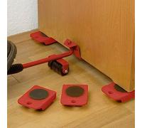 Kit de déménagement de meubles lourds 4 pièces avec système de levage - Glissières en PVC, plateau tournant en ABS, levier en acier de 14 mm, poids de 1,3 kg, sol