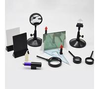 Kit de démonstration optique 7 pièces, lentilles convexes et concaves | Miroirs et prisme triangulaire for les expériences d'imagerie par sténopé et par lumière plane