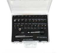 Kit de démontage de vis dénudé 33 pièces avec étui en plastique transparent pour une identification facile et un rangement sûr des outils (E)