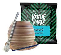 Kit de départ à Yerba Mate pour débutants | calebasse en céramique 350 ml | Bombilla en acier inox| soucoupe en liège | Nettoyeur | Produit de Cebador