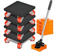 Kit de Déplacement Meuble 9 Pièces avec Levage Lourd et Roulettes pour Meubles Pivotants à 360 Degrés, Déplacement Sans Effort Jusqu’à 500 Kg, Outil Pratique pour Maison et Bureau