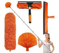 Kit De Dépoussiérage Haute Portée De 6m, Kit De Plumeau Haute Portée avec Perche Télescopique Réglable De 1,5 À 4,9 M, Brosse Téléscopique De Nettoyage Et Tête en Microfibre pour Toiles D'Araignée