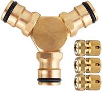 Kit De Dérivation En Laiton Pour Tuyaux D'Eau De 13 Mm Et 15 Mm,3 Embouts De Tuyau, 1 Répartiteur De Tuyau En Y Pour Raccord De Tuyau D'Arrosage
