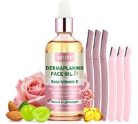 Kit De Dermaplaning Visage,Huile Au Rosier Et À L'acide Vitamine E,Huile De Rasage Avec Outils De Dermaplanification Pour Femmes,Rasoir Visage,Adoucit La Zone Avant Et Après Le Rasage