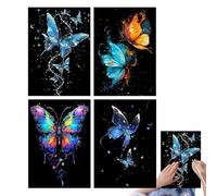 Kit de dessin à gratter - Papier phosphorescent - Kit de dessin - Ensemble de papier à dessin enduit noir - Feuilles de peinture A4 - Kit d'activités de coloriage créatif pour , adultes, filles