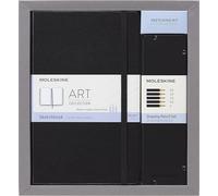 Kit de Dessin Moleskine Art Collection - Carnet Album de Dessin, Couverture Rigide et Fermeture Elastique, Papier pour Crayons et Crayons de Couleur - Noir - Grand 13 x 21 cm, 104 Pages