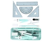 Kit de dessin multifonctionnel 9 pièces avec boussole ergonomique, règle de mesure transparente pour architectes, artistes, kits de boussole scolaire en toute sécurité