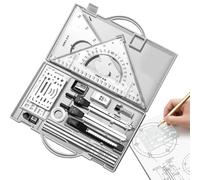 Kit de dessin professionnel Generic - 16 pièces avec mallette - Règle triangulaire pour mesures précises, accessoires de dessin