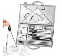 Kit de dessin, rapporteur et boussole | Kit de géométrie de règles et compas en métal,Ensemble de rapporteur de boussole à règle triangulaire, fournitures de dessin, ensemble de crayons de dessin d'ar