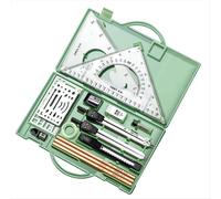 Kit de dessin technique : règles et compas en métal, équerre géométrique, règle, compas, rapporteur, vert