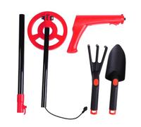 Kit de détecteur de métaux pour Enfants, détecteur Portable avec écran LED de 2 Pouces, Bobine de 6 Pouces, Comprend Une Pelle et Un râteau, Jouet d'aventure en Plein air Orange (Red)