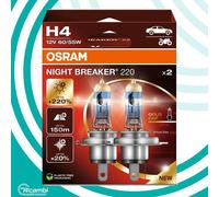 Kit De Deux Ampoules H4 64193NB220-2HB NIGHT BREAKER ALOGENE +220% Auto Moto