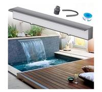Kit de déversoir de cascade avec tubes ondulés pour extérieur, déversoir de cascade en acier inoxydable pour bassins extérieurs, fontaine murale de 183 à 30,5 cm de large pour jardins, pisci