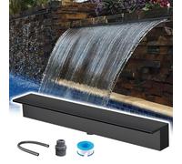 Kit de déversoir de fontaine en acier inoxydable 304 avec tuyau long, déversoir noir/argent pour cascade extérieure, cascade de bassin domestique/commerciale pour jardin/parc (noir, 40/102 cm)