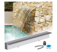 Kit de déversoir en acier inoxydable pour bassin et cascade, avec tuyaux ondulés. Élégant élément décoratif pour piscines et bassins de jardin. Conception monobloc murale pour un effet luxue