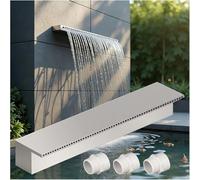 Kit de déversoir pour Cascade extérieure avec Tuyau ondulé, kit de Fontaine Murale Cascade extérieure - Déversoir en Acier Inoxydable de 61 cm (24 Pouces) pour Parcs, Villas et complexes hôt
