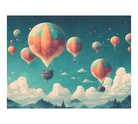 Kit De Diamond Painting - Modèle Montgolfières Dans Le Ciel - 40x30cm