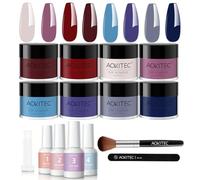 Kit de Dip Acrygel Ongle Aokitec 8 couleurs, poudre acrylique pour ongles à tremper rouge, bleu, violet avec liquide Dipping Powder en nail art, kit ongles debutant, cadeau pour femmes et filles