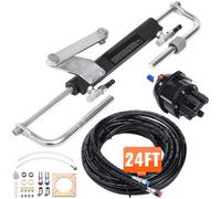 Kit de direction hors-bord hydraulique SucceBuy 90HP/150HP/300HP, pompe à tige et tuyau de 24 pieds/26 pieds pour bateaux à moteur unique à Station unique 150 CV 24 pieds