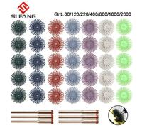 Kit de disques à poils radiaux de 1 pouce, brosse Abrasive, tige de 2.35mm/3mm, roue de polissage détail pour accessoires d'outils rotatifs Dremel Ensemble de 30 pièces de grain 400