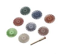 Kit de disques à poils radiaux de 2,5 cm de diamètre 25 mm de diamètre et tige de 3 mm, ensemble de roues de polissage 8 grains rotatifs, accessoires pour le travail du bois, bijoux, métal (9 pièces)