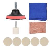 Kit de dissolvant à gratter en verre, Rébarrant scratch à gratter en poudre d'oxyde de cérium avec coussinet polissage en laine, disque polissage et plus, pour les fenêtres voiture Verre, lu