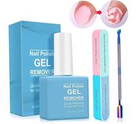 Kit de dissolvant de vernis à ongles en gel, 15 ml Défilé vernis en gel facilement et rapidement avec poussoir et fichier cuticule, pas besoin trempage ou d'enveloppement..