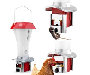 Kit de distributeur de nourriture pour volaille anti-rat PestOff - Grand distributeur de nourriture pour volaille anti-oiseaux et anti-rat - résistant aux intempéries - capacité 4 L - NOUVEAU