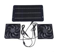 Kit de double ventilateur d'échappement à énergie solaire 12 V 10 W avec protection en métal pour serre, cuisine, écurie et circulation de l'air de la maison des animaux