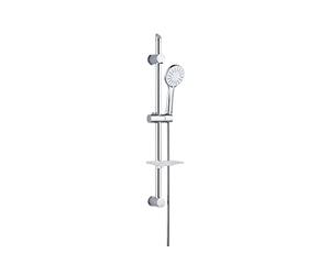 Kit de douche avec barre coulissante | 3 pièces | 5 fonctions en blanc | Fabriqué en ABS chromé