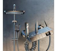 Kit de douche de tête, double pommeau de douche avec poignée thermostatique, robinet de douche cascade en laiton avec affichage numérique