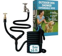 Kit de douche d'extérieur pour chien (14 pièces) - Tuyau d'arrosage extensible 2 en 1 pour robinet de cuisine chaud et froid, tuyau d'arrosage et pulvérisateur extensible pour chien boueux