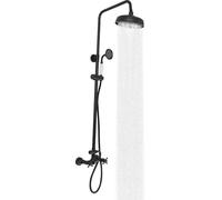 Kit de douche mural Système de douche à effet pluie Mitigeur de douche Pomme de douche avec pomme de douche et douchette à main Mitigeur de douche de salle de bain moderne Barre de douche réglable en
