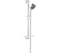 Kit de douche sans robinetterie avec douchette 4 jets + flexible + barre réglable, chrome, Grohe Vitalio 100