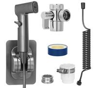 Kit de douchette à main pour toilettes - Douchette à main WC avec tuyau de 2,5 m, douchette de bidet avec distributeur de robinet en cuivre complet, douche WC pour le nettoyage et l'hygiène